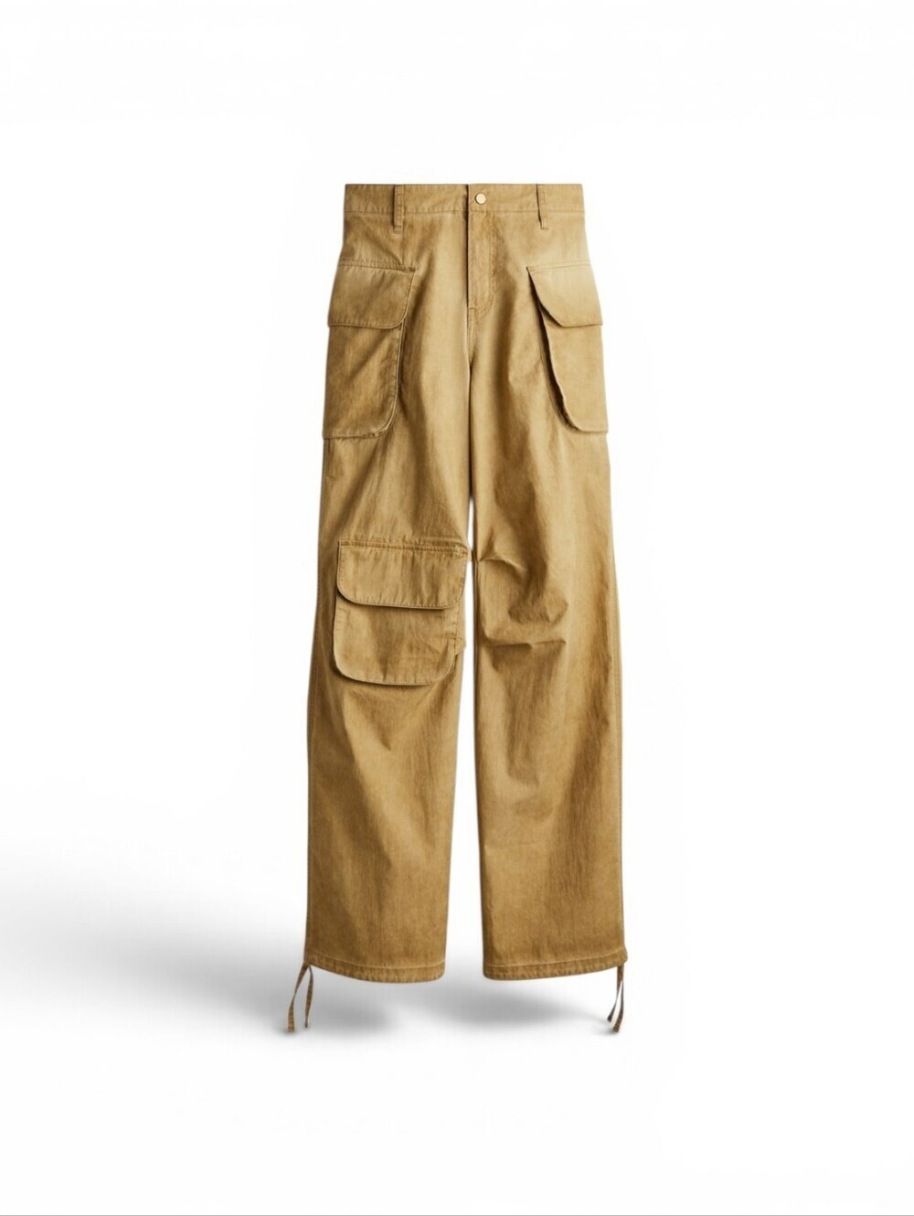 Women's Tan Cargo Pants, Loose Fit